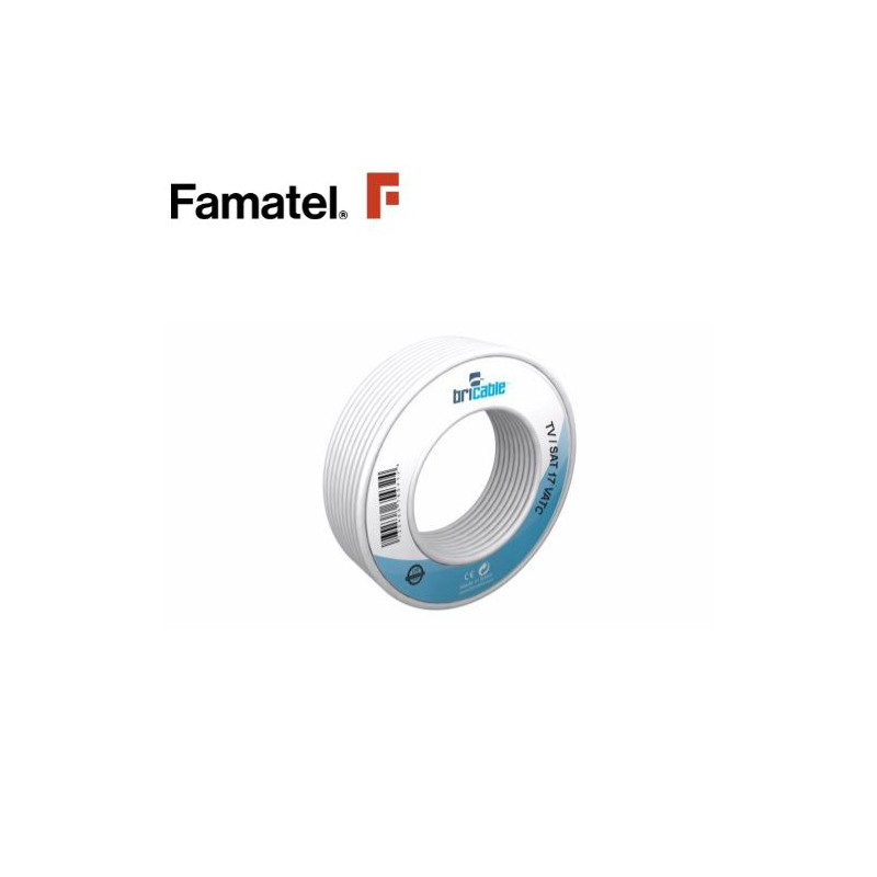 Cable coaxial TV Television Blanco 10m Rollo FAMATEL C5