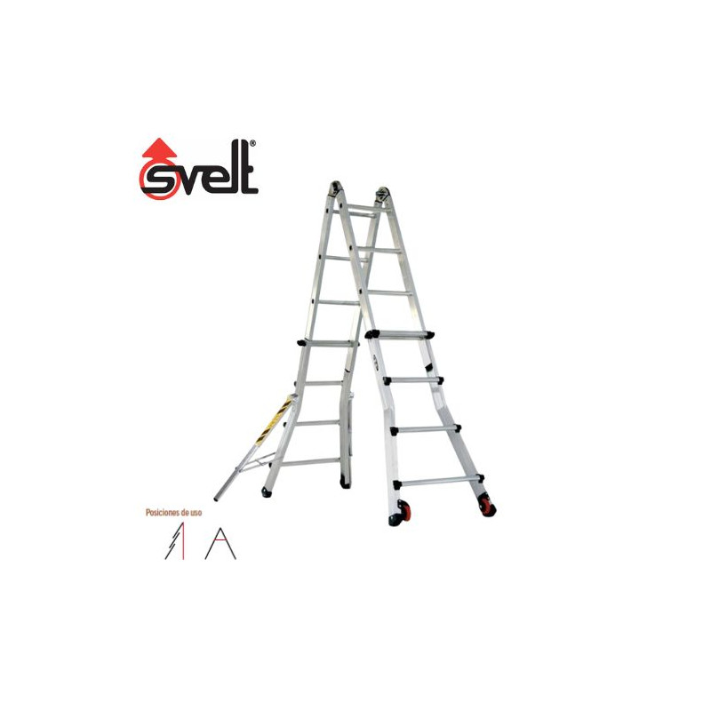 Escalera ALUMINIO Profesional tijera telescópica 8 peldaños con estabilizadorEN131 ESCALISIMA SVELT