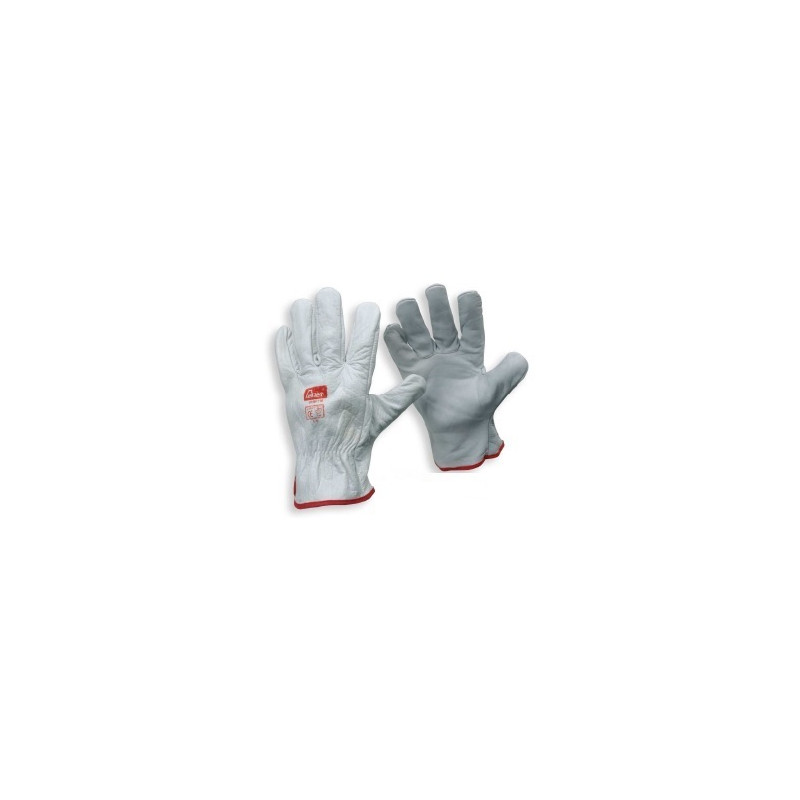 Guantes PIEL Flor Vacuno Gris con ribete 2ª Calidad Talla 10