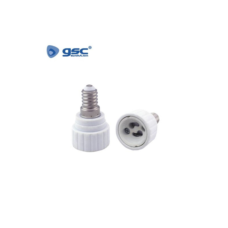 Portalámpara Conversor E14 Macho a GU10 Hembra GSC C12/360