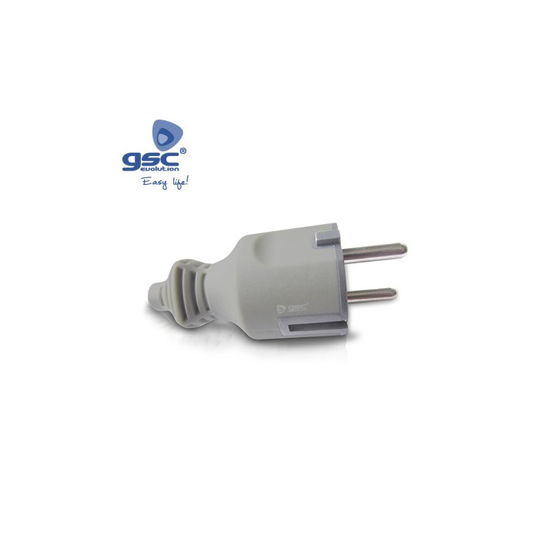 Clavija 16A 220V TT Lateral + PVC Gris Diámetro 4,8mm IP44 Retractilado GSC UUS