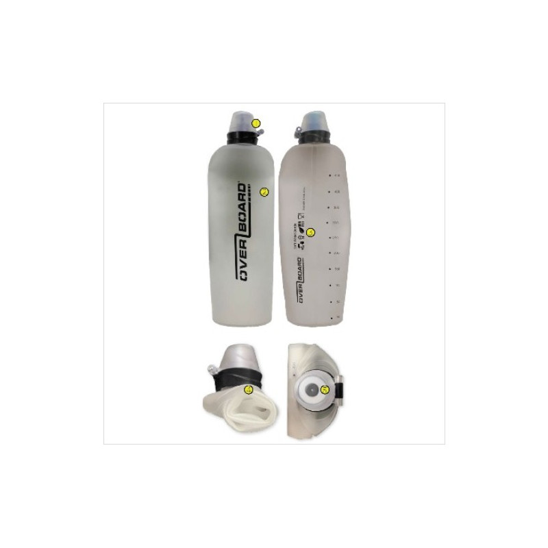 Botella de agua flexible 450ml Negra OVERBOARD