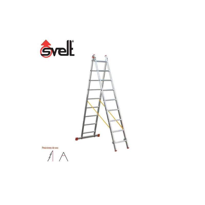 Escalera ALUMINIO transformable 2 tramos 13 peldaños EN131 ECO LÍNEA SVELT