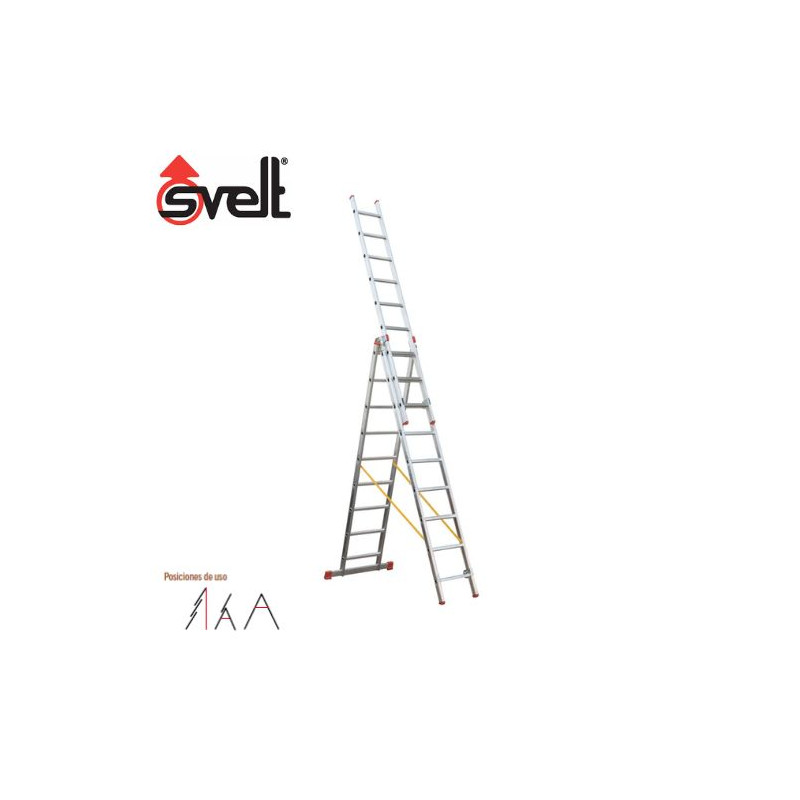 Escalera ALUMINIO transformable 3 tramos 11 peldaños EN131 ECO LÍNEA SVELT