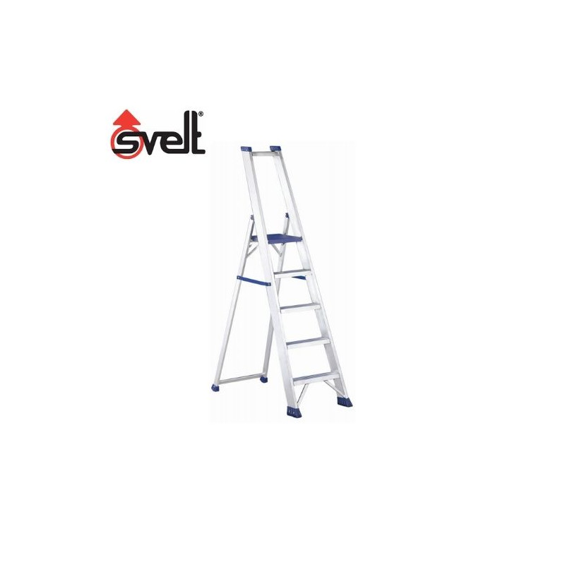 Escalera ALUMINIO tijera Peldaño ancho portaherramientas 12 peldaños EN131 REGINA SVELT