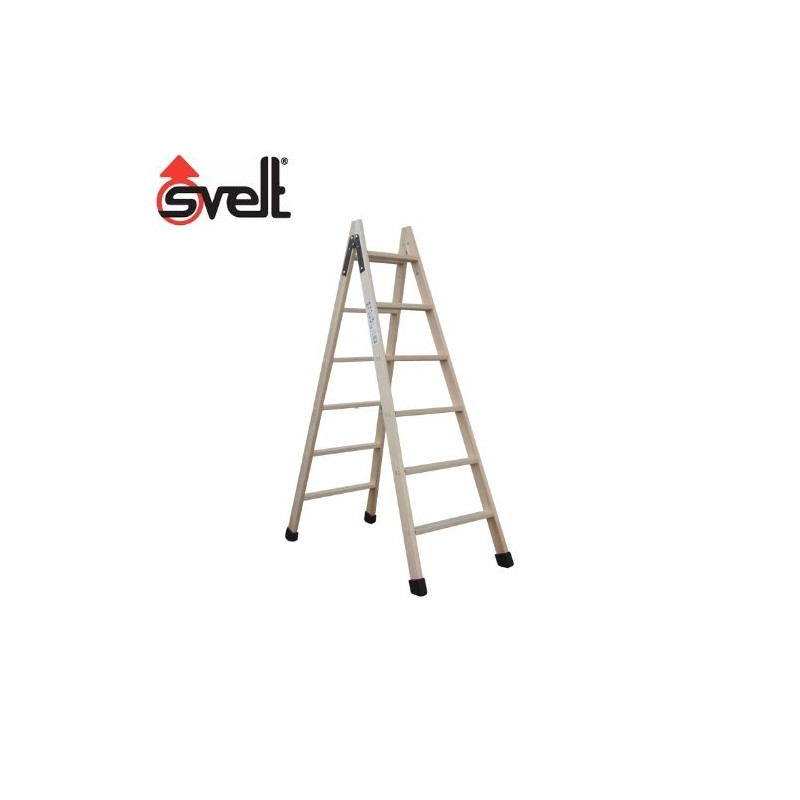 Escalera MADERA tijera doble subida 7 peldaños EN131 S7 SVELT