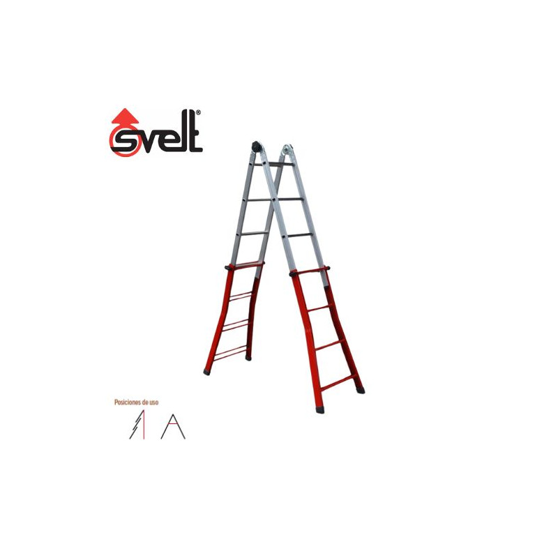 Escalera HIERRO/ALUMINIO telescópica tijera extensible 8 peldaños SERAFINA MIXTA SVELT