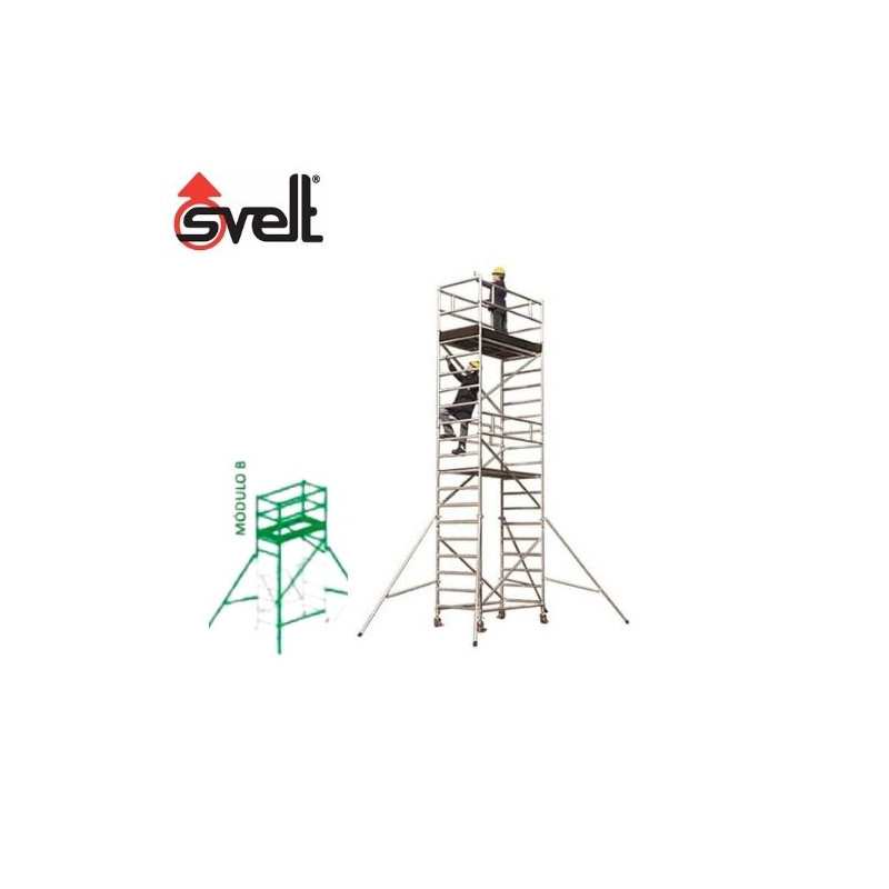 Andamios tubular aluminio Roller módulo B (Incluye 4 rodapiés y estabilizadores) SVELT
