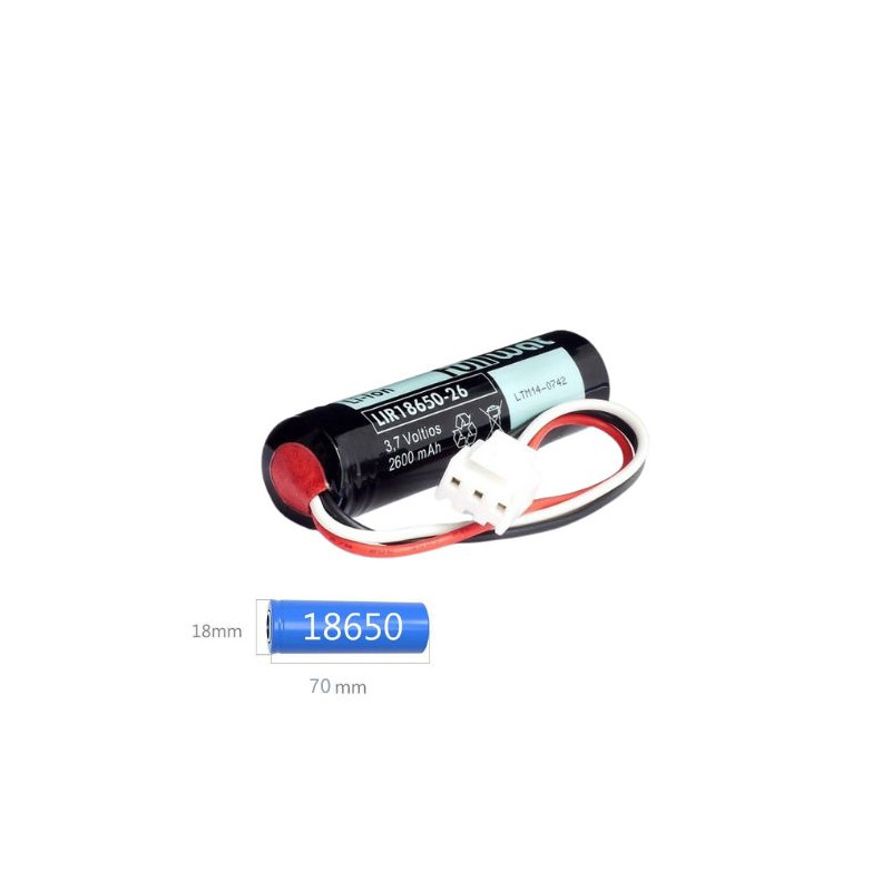 Pila Litio 18650 3.6v 3400 mAh con cable y conector