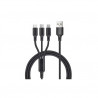 Cable 3 en 1 (USB Tipo C, Lightning y micro USB) de nylon trenzado 1,2 metros GSC