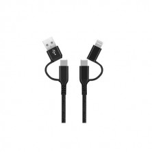 Cable 4 en 1 (2 USB Tipo C, Lightning y USB) de nylon trenzado 1,5 metros GSC