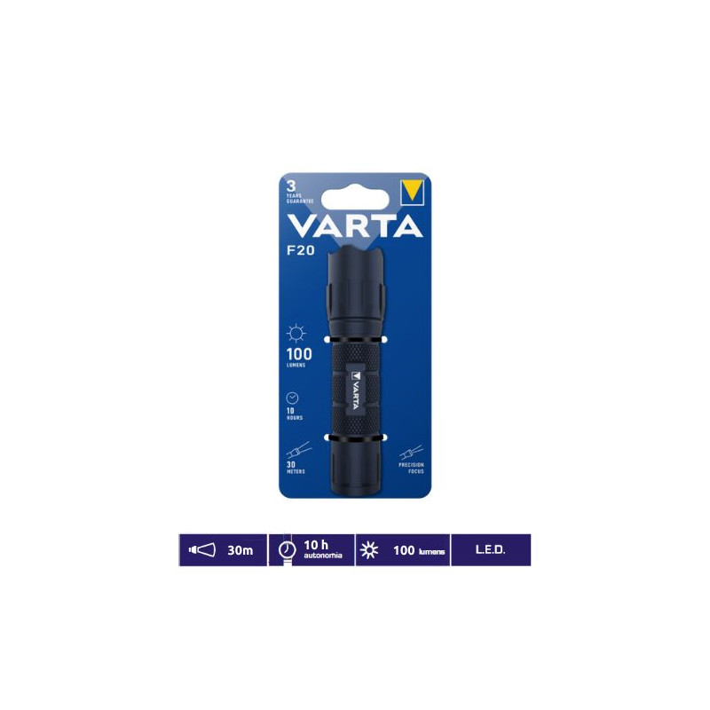 Linterna LED Flashlight F20 100Lm 129,5x33mm diámetro (Funciona con 3 pilas AAA no incluidas) VARTA