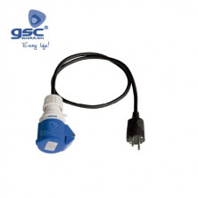 Adaptador base CETAC 2P+T a clavija Schuko con cable de 1m 16A 240V IP44 GSC