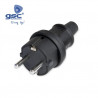 Clavija 16A 220V TT Lateral Negro Industrial Bipolar Diámetro 4,8mm IP44 Retractilado GSC C25/250