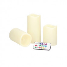 Pack 3 velas decorativas LED RGB 100-120-150mm (Funciona con pilas AAA LR03) GSC C1/20