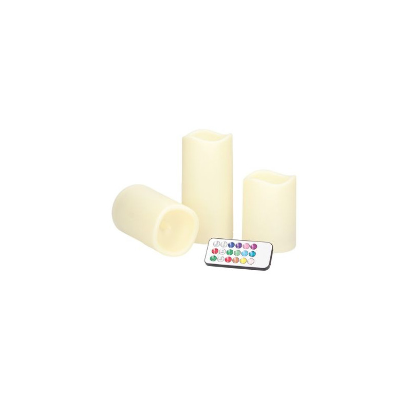 Pack 3 velas decorativas LED RGB 100-120-150mm (Funciona con pilas AAA LR03) GSC C1/20