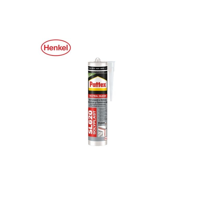 Pattex Silicona neutra SL620 Ventanas y Construcción Cartucho 300ml - Negro Ral 9004