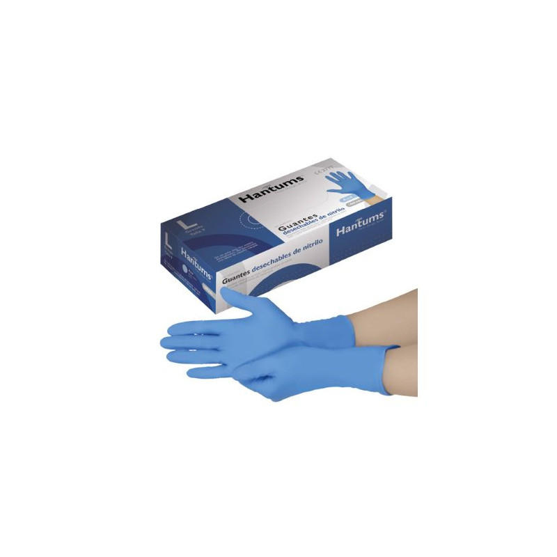 Guantes desechables de nitrilo Azules Talla L (Caja de 100 unidades) HANTUMS