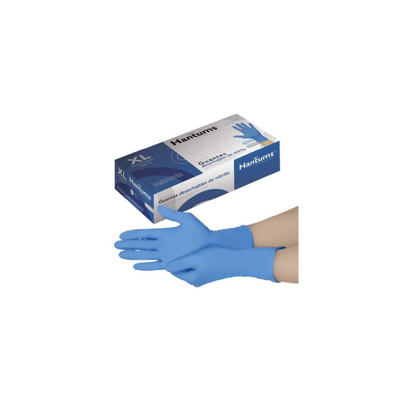 Guantes desechables de nitrilo Azules Talla XL (Caja de 100 unidades) HANTUMS