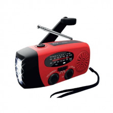 Radio multifunción, con luz y alarma SOS, de carga solar, dinamo y USB-C Roja TECH LIGHT
