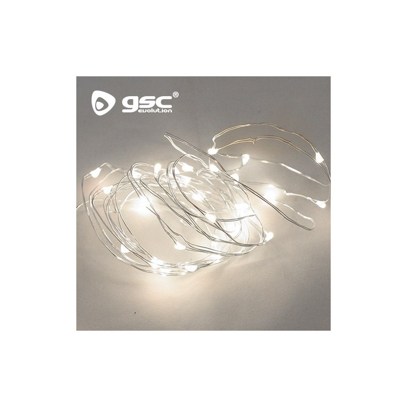 Guirnalda LED Decorativa Alambre 2m 20 leds Luz Fría Funciona a pilas GSC UUS
