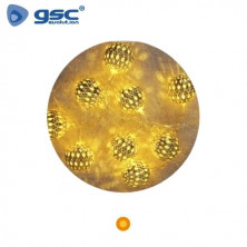 Guirnalda LED Decorativa 1m 10 leds Bolas doradas 2700-3000K Funciona a pilas GSC UUS