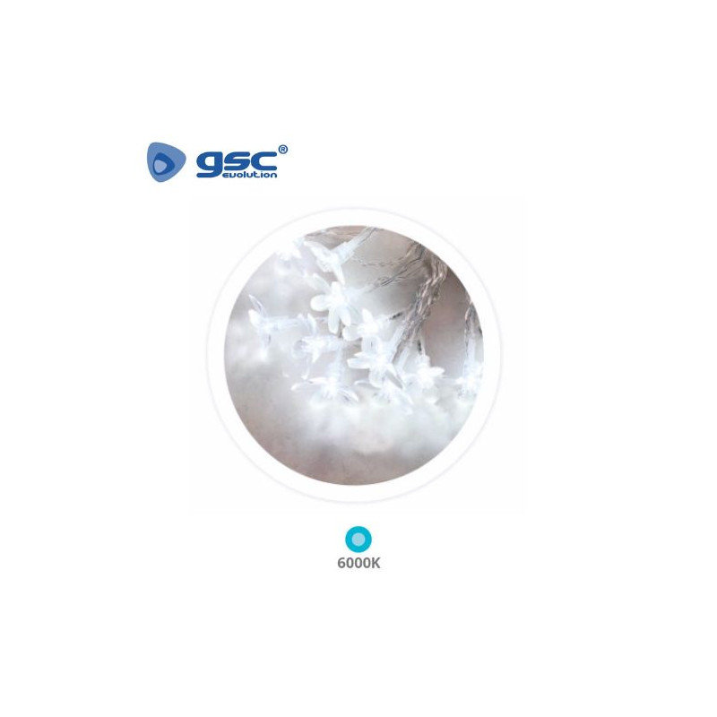 Guirnalda LED Decorativa 1,5m 10 leds Flores 6000K a pilas IP20 ÚLTIMAS UNIDADES