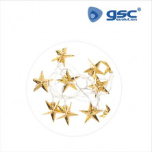 Guirnalda LED Decorativa 1,5m 10 leds Estrellas Doradas 2700-3000K Funciona a pilas IP20 GSC C1/24