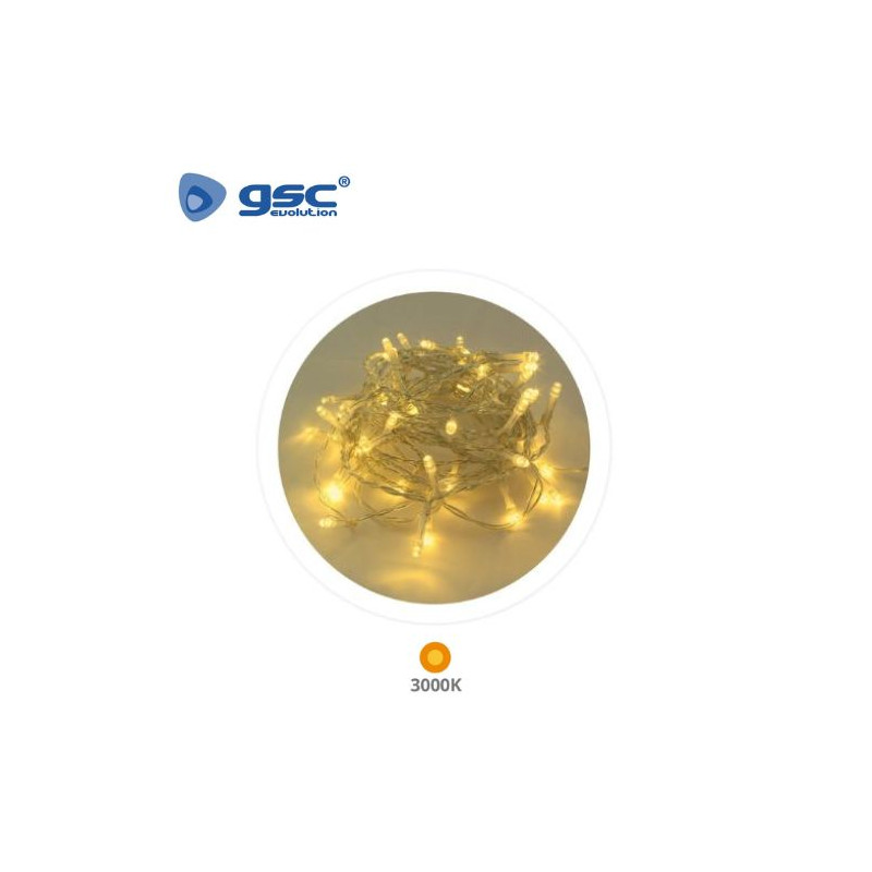 Guirnalda LED Decorativa Alambre Transparente 10m 3000K 8 Funciones IP44 220V GSC C1/20