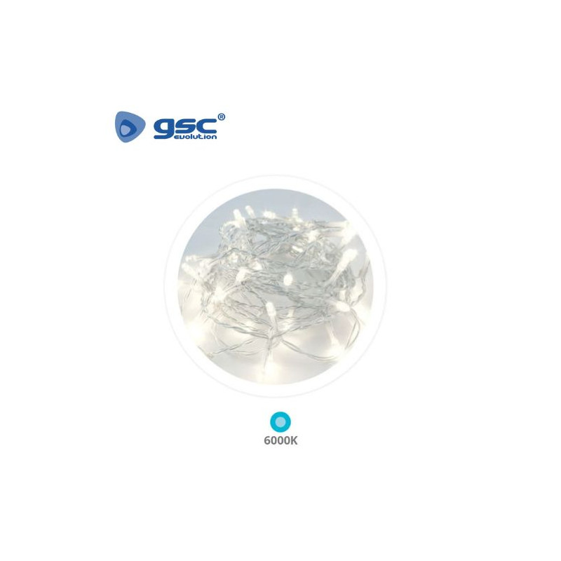 Guirnalda LED Decorativa Alambre Transparente 10m 6000K 8 Funciones IP44 220V GSC C1/20