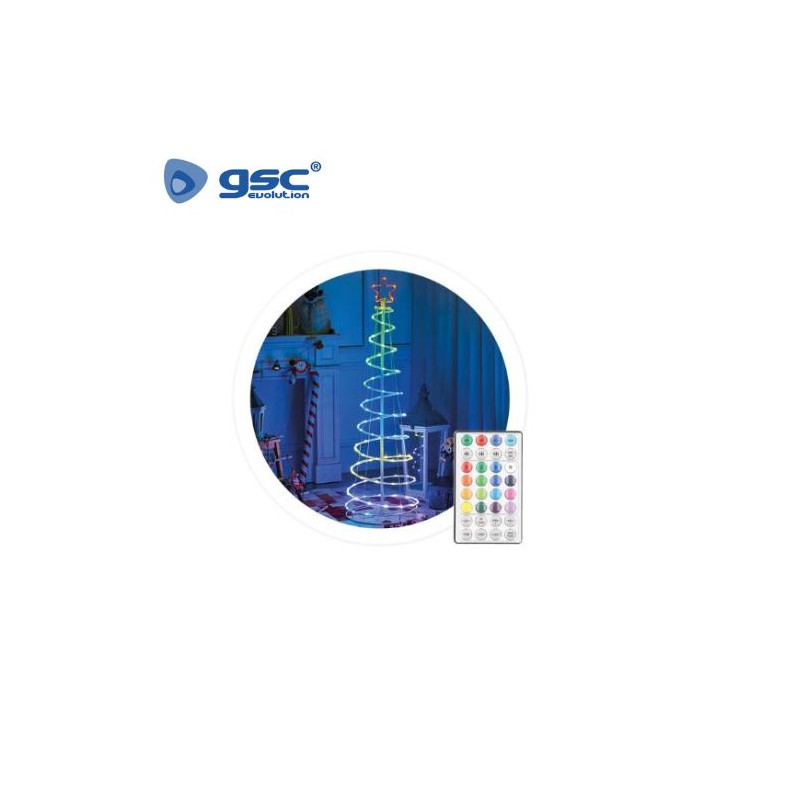 Arbol decorativo LED 1,5m con USB mas mando RGB 32 funciones IP44 GSC C1/4