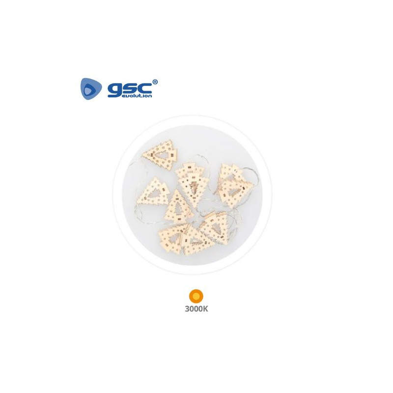 Guirnalda LED Decorativa 1,35m 10 Leds Arboles Madera 3000K Funciona a pilas IP20 GSC C1/10