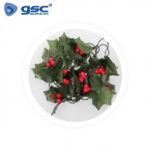 Guirnalda LED Decorativa 1,65m 36 Leds Muérdago Rojo Funciona a pilas IP20 GSC C1/24
