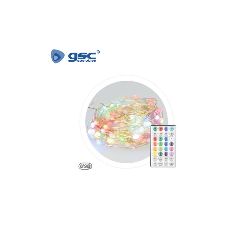 Guirnalda LED Decorativa 9,9m 10 Leds 6w con Mando 32 funciones USB IP20 GSC C1/40
