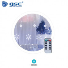 Cortina LED Luminosa 3,5mx0,80m 6000K 138 Leds Estrellas y Copos de Nieve con Mando IP44 GSC C1/30