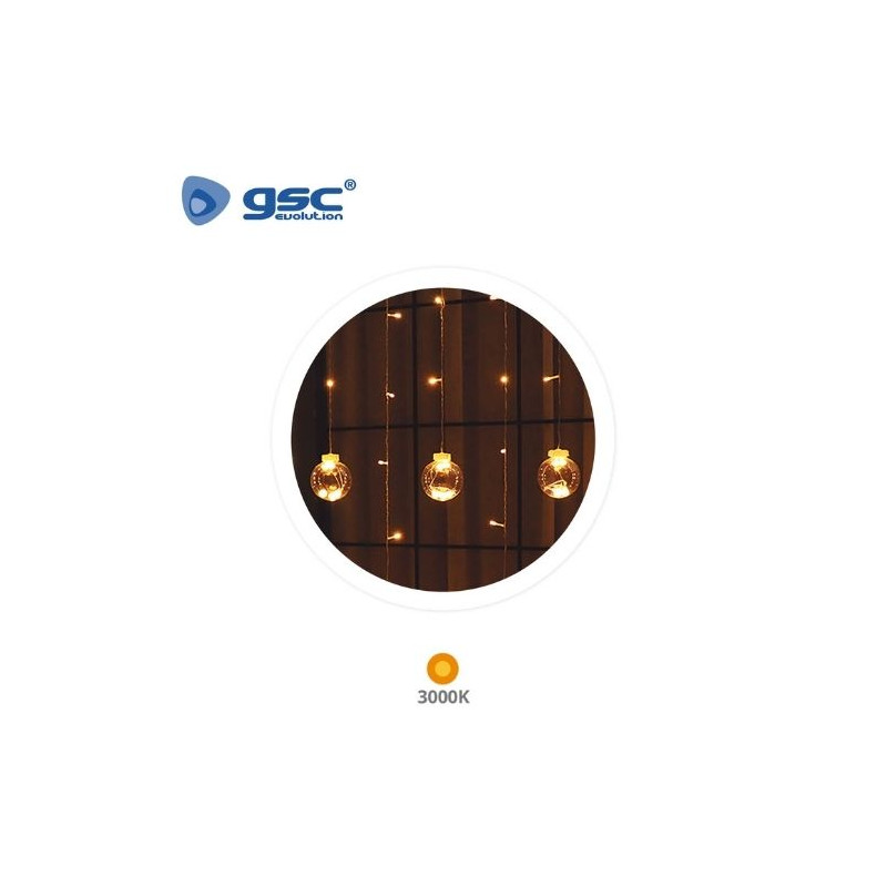 Cortina LED 1,4mx0,80 3000K 92 Leds Bolas IP20 GSC C1/8