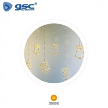 Cortina LED 1,4mx2 3000K 132 Leds Campanas y muñecos de nieve IP20 GSC C1/12