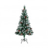 Árbol de navidad artificial efecto nieve con acebo y piñas Haur 1,5m 326 ramas GSC C1/1