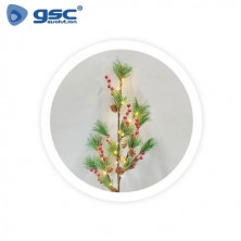 Rama decorativa LED de hojas de pino, piñas y bayas rojas 0,75M Luz cálida GSC C1/12