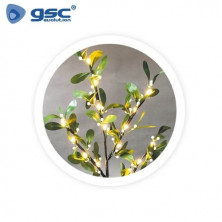 Rama decorativa LED de hojas y bayas blancas 0,75M Luz cálida GSC C1/24