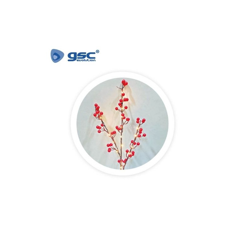 Rama decorativa LED de bayas rojas 0,75M Luz cálida GSC C1/24