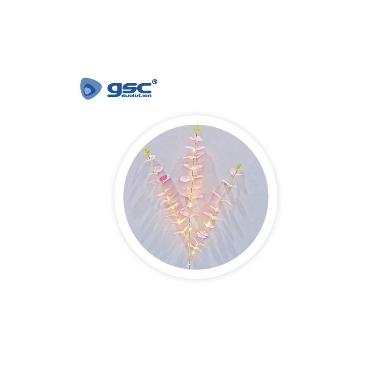 Rama decorativa LED de hojas de eucalipto rosas 0,83M Luz cálida GSC C1/24