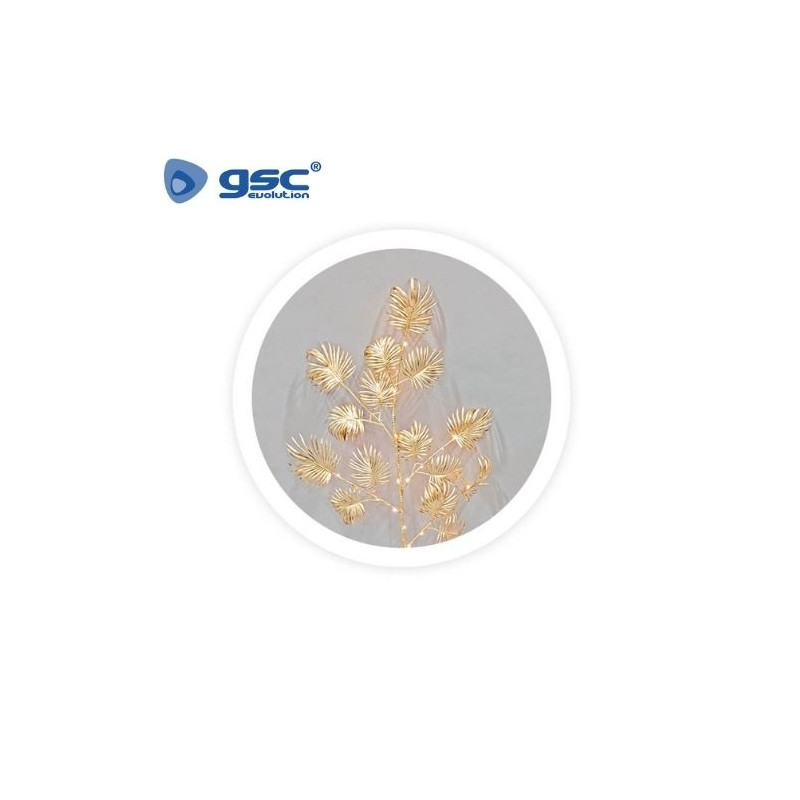 Rama decorativa LED de hojas palmito doradas 0,75M Luz cálida GSC C1/24