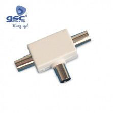 Conector Coaxial TV 1 Hembra a 2 Machos Blanco GSC C10/300
