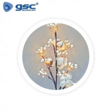 Rama decorativa LED de flores de algodón y bayas blancas 0,55M Luz cálida GSC C1/24