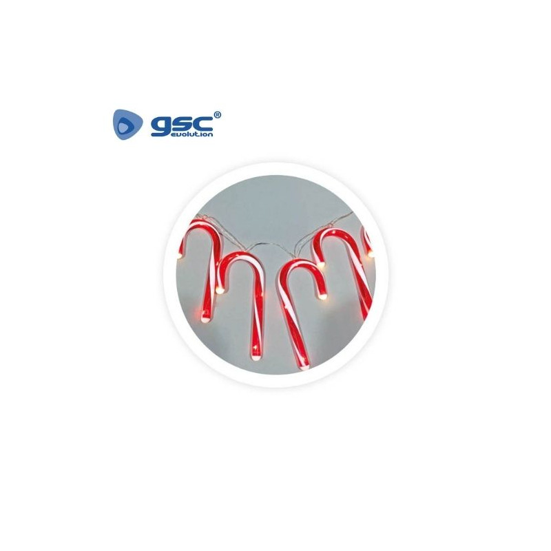 Guirnalda Bastones de caramelo LED 1,5m Luz cálida GSC C1/24