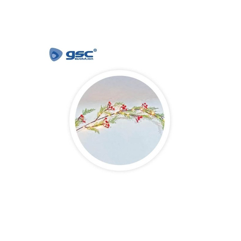 Guirnalda LED de ramas y bayas rojas 1,5M Luz cálida GSC C1/12