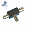 Conector Coaxial TV 1 Macho a 2 Hembras Negro GSC C10/100