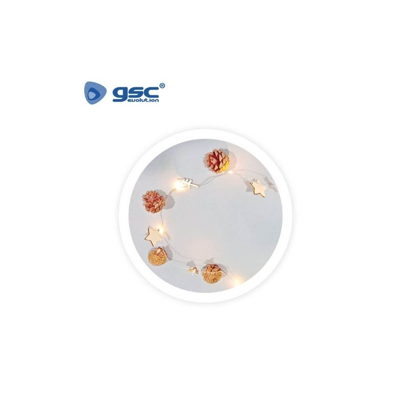 Guirnalda LED de estrellas, piñas y árboles 1M Luz cálida GSC C1/12