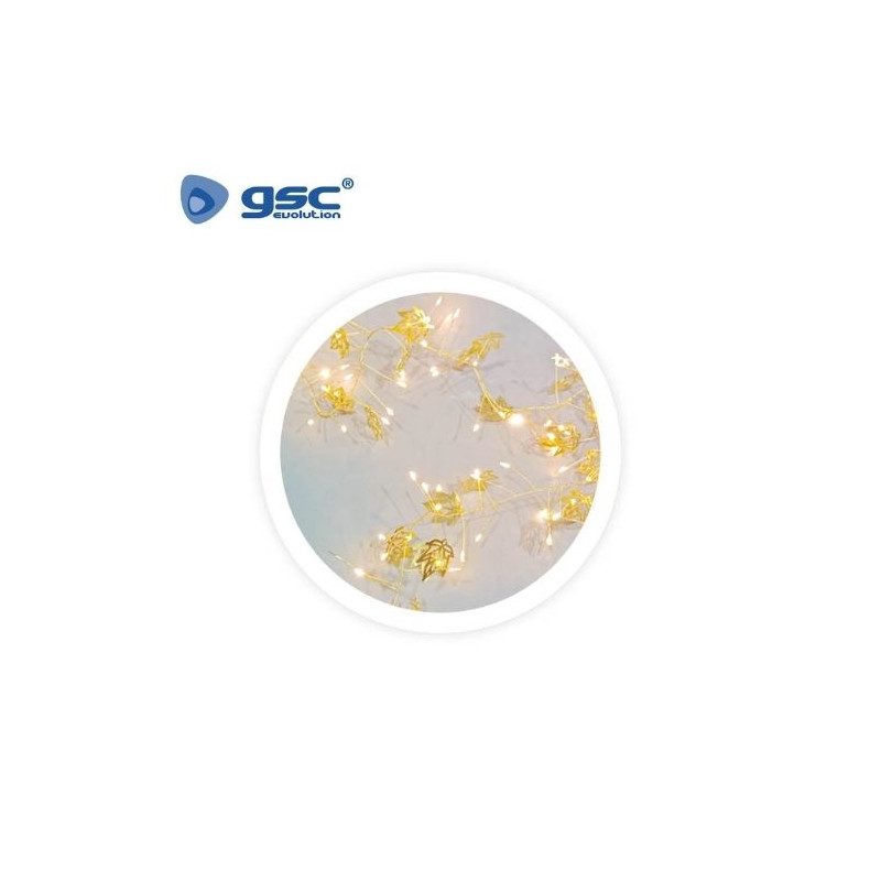 Guirnalda LED de hojas doradas 1,5M Luz cálida GSC C1/24